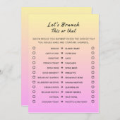 Invitation Pink Orange This or That Brunch Party Game (Devant / Derrière)