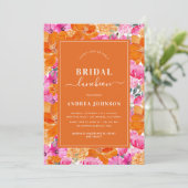 Invitation Pink Orange Vibrant Jardin d'été Bridal déjeuner (Debout devant)