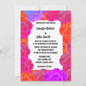 Invitation Pink Orange violet Floral QR Code Rose Mariage (Devant)