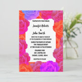 Invitation Pink Orange violet Floral QR Code Rose Mariage (Debout devant)