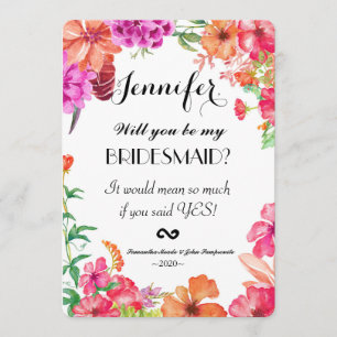 Invitation Pink Orange Watercolor Garden Bridesmaids Invitati