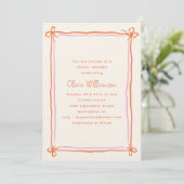 Invitation Pink Orange Whimsical Ribbon Bow Bridal Shower (Debout devant)