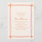 Invitation Pink Orange Whimsical Ribbon Bow Bridal Shower (Devant)
