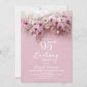 Invitation Pink Orchid Floral 95th Birthday Party (Devant)