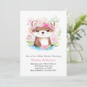Invitation Pink Otter Whimsical Blissful Baby shower fille (Debout devant)