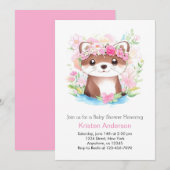 Invitation Pink Otter Whimsical Blissful Baby shower fille (Devant / Derrière)