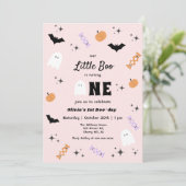Invitation Pink Our Little Boo Halloween 1er Anniversaire (Debout devant)