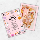 Invitation Pink Our Little Boo Photo Halloween 1er Anniversai