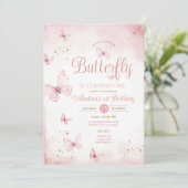 Invitation Pink Our Little Butterfly tourne un Or (Debout devant)