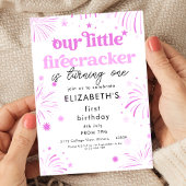 Invitation Pink Our Little Firecracker 1er anniversaire