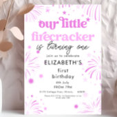 Invitation Pink Our Little Firecracker 1er anniversaire