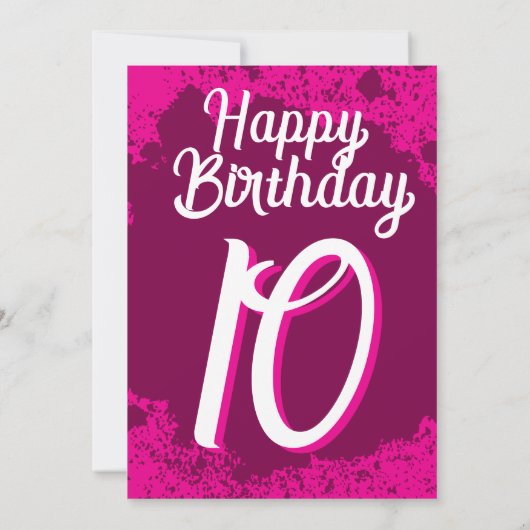 Invitation Pink Paint Splatter Photo 10e anniversaire Invitat (Dos)