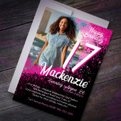 Invitation Pink Paint Splatter Photo 17e anniversaire Invitat
