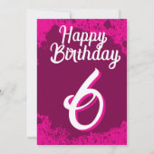Invitation Pink Paint Splatter Photo 6e anniversaire Invitati (Dos)