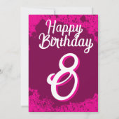 Invitation Pink Paint Splatter Photo 8e anniversaire Invitati (Dos)