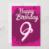 Invitation Pink Paint Splatter Photo 9e anniversaire Invitati (Dos)