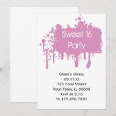 Invitation Pink Paint Sweet 16 Anniversaire (Devant / Derrière)