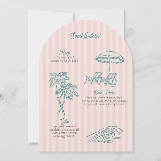 Invitation Pink Palm Springs Pastel Beach (Dos)