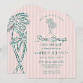 Invitation Pink Palm Springs Pastel Beach Cabana Baby shower (Devant / Derrière)