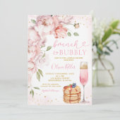 Invitation Pink Pancake Wine Brunch Fête des mariées Bubbly (Debout devant)