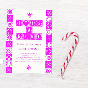 Invitation Pink Papel Picado Fiesta C'est un Baby shower de f