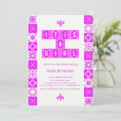 Invitation Pink Papel Picado Fiesta C'est un Baby shower de f (Debout devant)