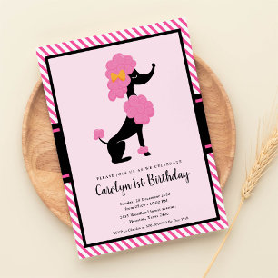 Invitation Pink paris poodé premier anniversaire