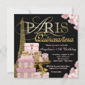 Invitation Pink Paris Quinceanera (Devant)