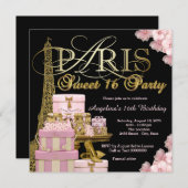 Invitation Pink Paris Sweet 16 Party (Devant / Derrière)