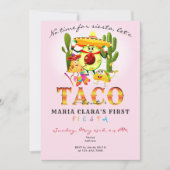 Invitation Pink Pas De Temps Pour Siesta Premier Fête Anniver (Devant)