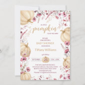 Invitation Pink Pastel Aquarelle Citrouille automne fleurs sa (Devant)