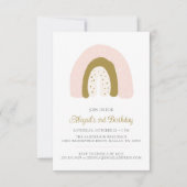 Invitation Pink Pastel Aquarelle Rainbow fête d'anniversaire (Devant)