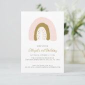 Invitation Pink Pastel Aquarelle Rainbow fête d'anniversaire (Debout devant)