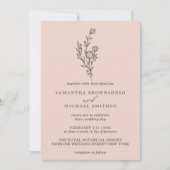 Invitation Pink Pastel Bouquet Boho Minimal Botanique (Devant)