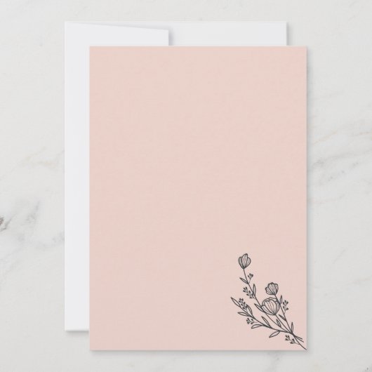 Invitation Pink Pastel Bouquet Boho Minimal Botanique (Dos)