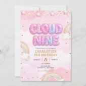 Invitation Pink Pastel Cloud Nine Birthday (Devant)