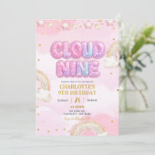 Invitation Pink Pastel Cloud Nine Birthday (Debout devant)
