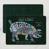 Invitation Pink Pastel Coupes de Porc Typogramme Word Cloud B (Devant / Derrière)