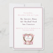 Invitation Pink Pastel Floral Wreath Twins Premier anniversai (Dos)