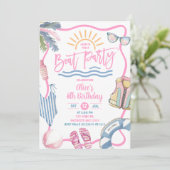 Invitation Pink pastel girl boat party birthday (Debout devant)