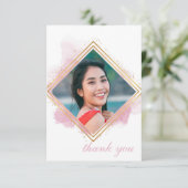 Invitation Pink Pastel & Gold Diamond Graduation Merci En (Debout devant)