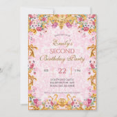 Invitation Pink Pastel Gold Second Rococo baroque Anniversair (Devant)