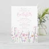Invitation Pink Pastel Lifetime of Butterflies Bridal Shower (Debout devant)