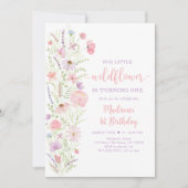 Invitation Pink Pastel Little Fleur sauvage Anniversaire (Devant)