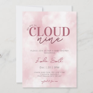 Invitation Pink Pastel Nous sommes sur Cloud Nine Baby shower