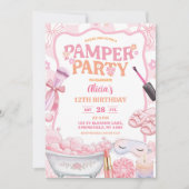 Invitation Pink Pastel Retro Spa Pamper Party Birthday (Devant)