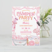 Invitation Pink Pastel Retro Spa Pamper Party Birthday (Debout devant)