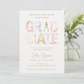 Invitation Pink Pastel Soft Dreamy Architect Graduation (Debout devant)