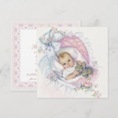 Invitation Pink Pastel Vintage Baby Girl Douche (Devant / Derrière)