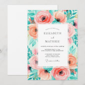 Invitation Pink Peach Vibrant Summer Wedding (Devant / Derrière)